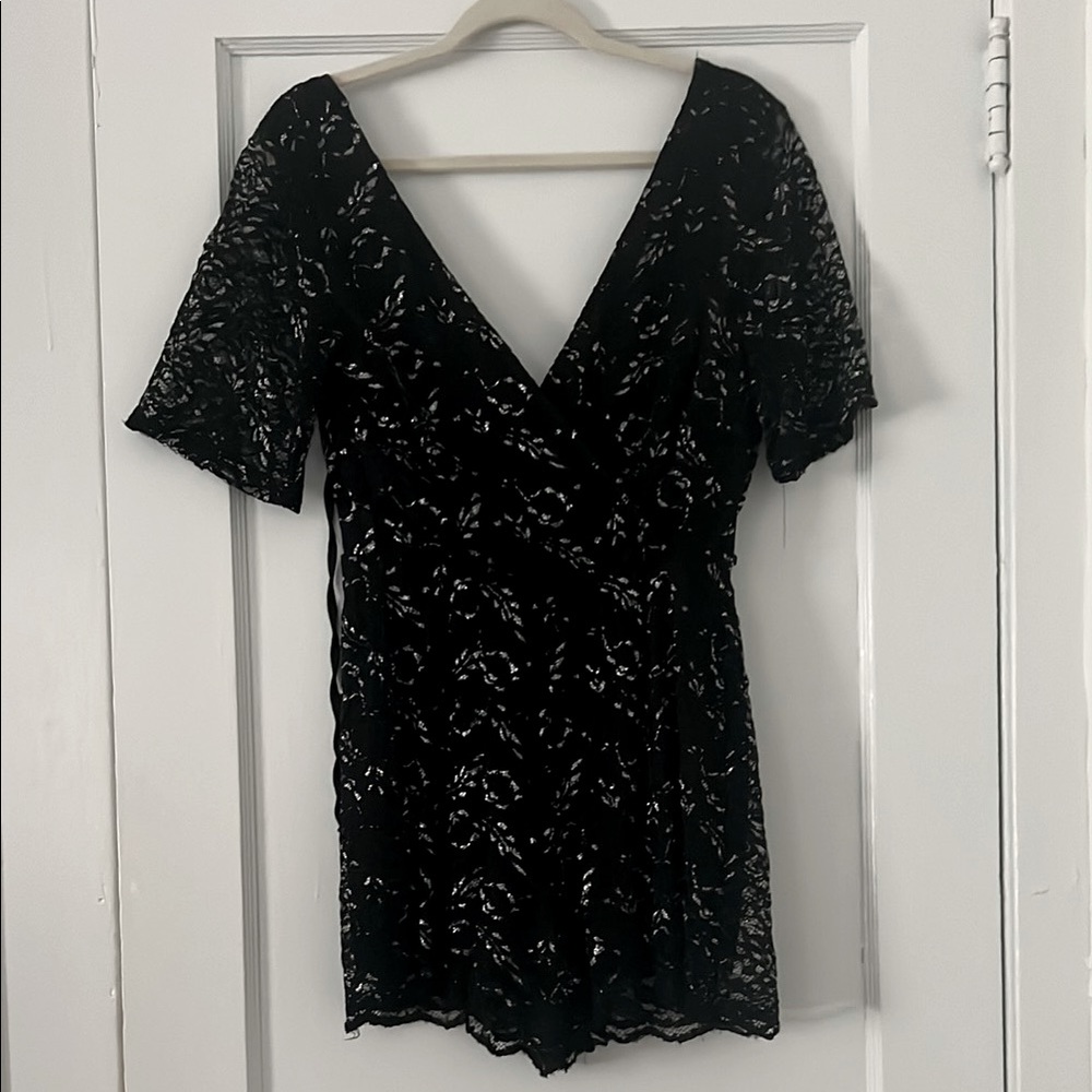 Black Lace V-Neck Romper